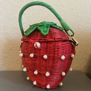 NWT Kate Spade x Target Pearl Embellished Strawberry Basket Bucket Bag Red